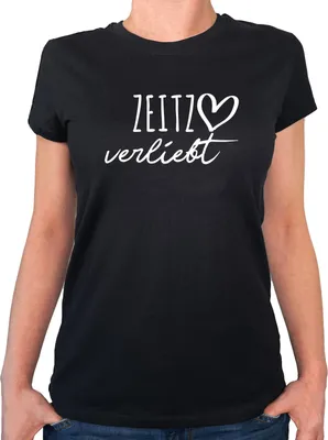 Produktbild von Huuraa Damen T-Shirt Zeitz verliebt L Black Bio Baumwolle Fairtrade Damenshirt Geschenkidee