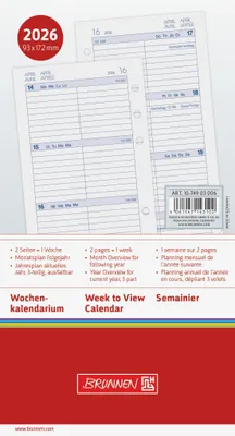 Produktbild von Wochenkalendarium 1 Woche/2 Seiten 9,3x17,2 cm 2026