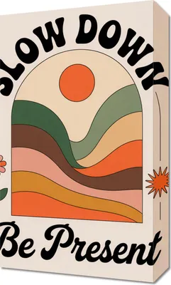 Produktbild von Bild 30x50cm Motivationsaffirmation Retro Vintage für das Wohnzimmer Slow Down