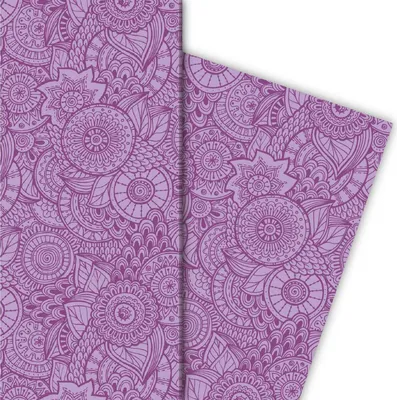 Produktbild von Designer Geschenkpapier mit Blüten, lila - G4868, 32 x 48cm