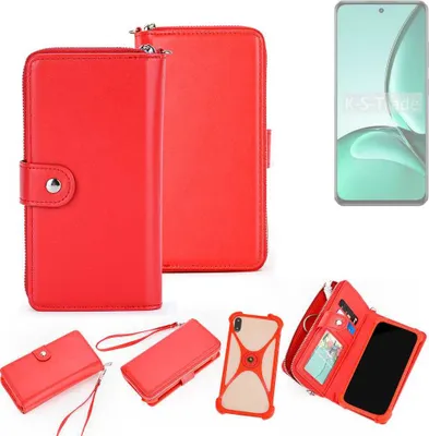 Produktbild von K-S-Trade 2in1 Schutzhülle Portemonnee Handyhülle mit Bumper kompatibel mit Realme V60s Hülle Case Etui Geldbörse Smartphone rot (1x)