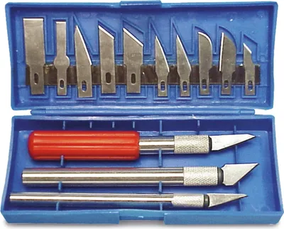 Produktbild von EUROTOOLS 16-tlg. Präzisionsmessersatz Skalpell Set für Modellbau Werkstatt Basteln