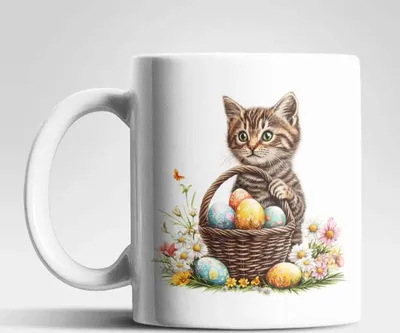 Produktbild von Ostern Katze Ostereier Kaffeetasse Teetasse Tasse Geschenkidee 325 ml – Katze-01