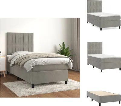 Produktbild von vidaXL Boxspringbett mit Matratze Hellgrau 90x200 cm Samt -  Betten & Bettgestelle