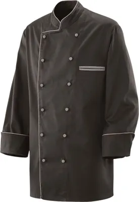 Produktbild von Kochjacke langarm, Fb. schwarz, Paspel silber, Gr. XL : XL : 65% Polyester 35%Baumwolle 220 g/m² : silbergrau