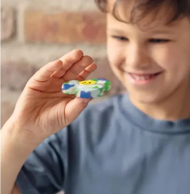 Produktbild von Radierer Happy Day, wirbelnd, Neon-Farben sortiert, Smiley-Motiv