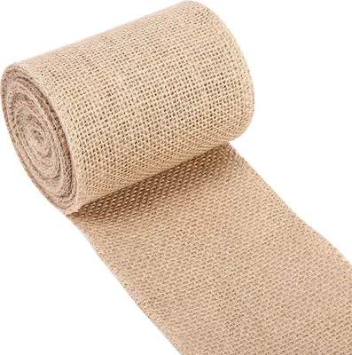 Imagen del producto de Cinta de yute natural, estilo rústico, ideal para decoración de mesas, manualidades, sillas, hogares, bodas y fiestas. Dimensiones: 10 cm de ancho x 500 cm de largo