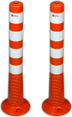 Produktbild von Flexibler Absperrpfosten Ecoline 75cm orange mit vier Reflexstreifen (RA1cM) inkl. Befestigungsmaterial - extra leicht, überfahrbar, flexibel und langlebig (2 Stück)