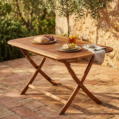 Immagine prodotto di Milani Home - tavolino da giardino pieghevole, legno di acacia, salvaspazio, piano 150 x 80 cm