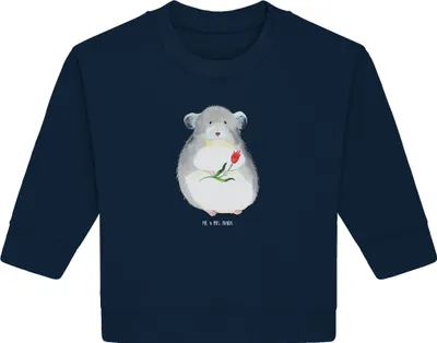 Produktbild von Mr. & Mrs. Panda Organic Baby Pullover Chinchilla Blume 24. - 36. Monat - French Navy - Geschenk, Lustige Sprüche, Kummer, Chaos, Chinchillas, Büro, Bullover