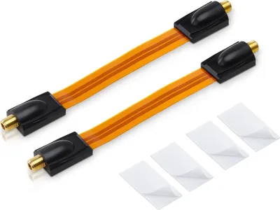Produktbild von 2x conecto Premium Fensterdurchführung für SAT Kabel koaxial inkl. Klebepads (F-Kupplung auf F-Kupplung, vergoldet) 20 cm