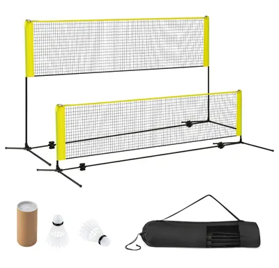 Obrázek produktu pro Nastavitelná sada badmintonové sítě se stojanem, míčky a taškou