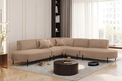 Produktbild von Ecksofa Designersofa VALENCIA in Stoff Noel Beige Universal