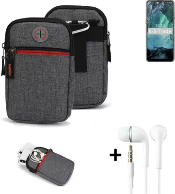 Produktbild von K-S-Trade Gürteltaasche + Kopfhörer kompatibel mit Nokia G11 Handy Tasche Holster Schutz Hülle Handy Hülle grau Zusatzfächer 1x