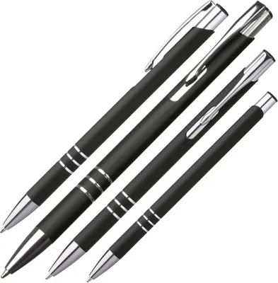Produktbild von 10 schlanke Kugelschreiber / aus Metall / Farbe: schwarz
