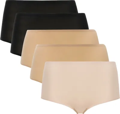 Produktbild von Chantelle Damen Taillen-Slip 5er Pack - SoftStretch, nahtlos, Baumwolle, Einheitsgröße Schwarz/Nude/Creme 36-44