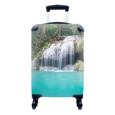 Produktbild von MuchoWow® Koffer Handgepäck Trolley Rollkoffer Kleine Reisekoffer mit 4 Rollen - Wasser - Wasserfall - Bäume - Cabin Size < 55x40x23 cm & 55x40x20 cm - Fotokoffer - Kabinenkoffer - Boardgepäck - Reise-Box - Reisekoffer - Reisegepäck - Koffer mit Bild - Trolley für Kinder