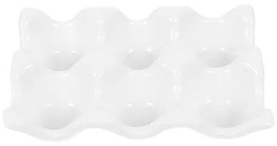 Image de Support en céramique pour 6 œufs, de couleur blanche