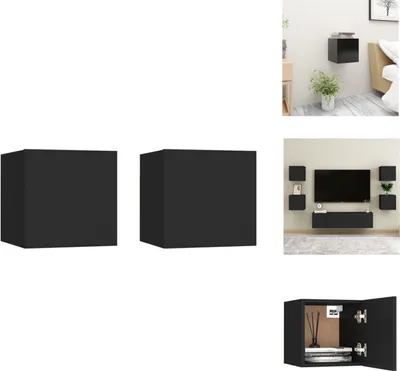 Immagine prodotto di vidaXL Comodini 2 pezzi neri 30,5x30x30 cm in legno - Comodini