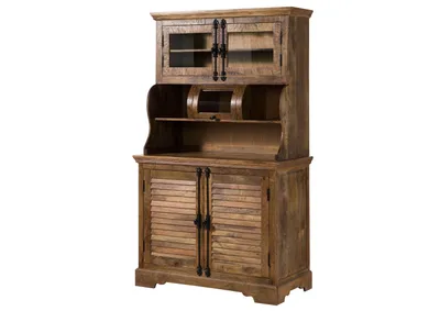 Image de MASSIVMOEBEL24 | Vitrine en bois de manguier huilé marron RODEZ #153