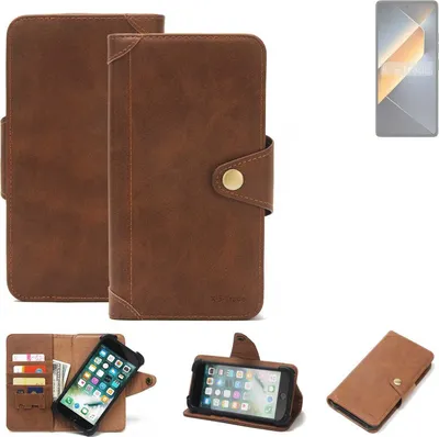 Produktbild von K-S-Trade Handyhülle kompatibel mit Tecno Pova 6 Pro Schutz Hülle Walletcase Bookstyle Tasche Case Handytasche Wallet Flipcase Cover PolyurethanBraun (1x)
