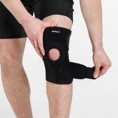 Zdjęcie produktu dla DrFit Zapinany stabilizator kolana z neoprenu z otworem na rzepkę
