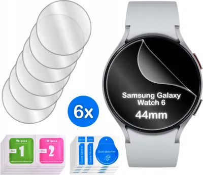 Imagen del producto de Protectores de pantalla de hidrogel para Samsung Galaxy Watch 6 de 44 mm, paquete de 6 unidades