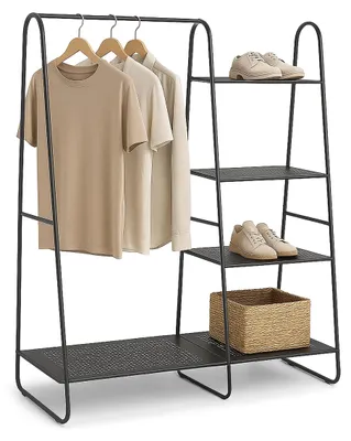 Image de Porte-vêtements autoportant avec 5 étagères en métal