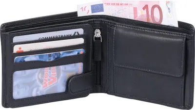 Produktbild von schwarze Männerbörse Lederbörse Hosentaschenbörse Portemonaise echt Leder eine Klappe