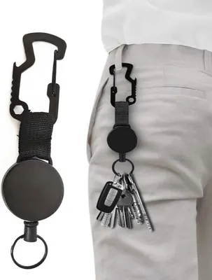 Immagine prodotto di set di 6 - yoyo chiave con fune metallica da 60 cm | yoyo carta d'identità | anello portachiavi estensibile | moschettone per pantaloni e cinture | porta carta d'identità yoyo | porta carta a clip retrattile | catena portachiavi