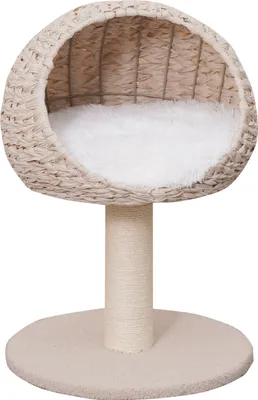 Produktbild von Dehner Lieblinge Kratzbaum Boris, Katzenbaum robust, Kletterbaum für Katzen, ca. 43 x 62 x 43 cm, Plüsch / Spanplatte / Sisal / Rattan, beige / weiß