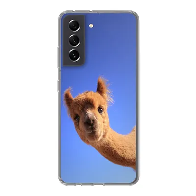 Produktbild von MuchoWow® Handyhülle Schutzhülle Hülle für Samsung Galaxy S21 FE Alpaka - Braun - Blau Silikon Softcase Handy Hülle - Mobiltelefonhülle