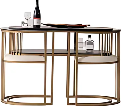 Produktbild von Schmaler Ovaler Tisch Seitentisch mit Sessel Bistro Restaurant Möbel 3tlg