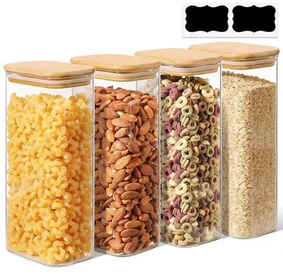 Produktbild von Famanu Vorratsgläser mit Bambusdeckel - Set von 4, 1,5 L