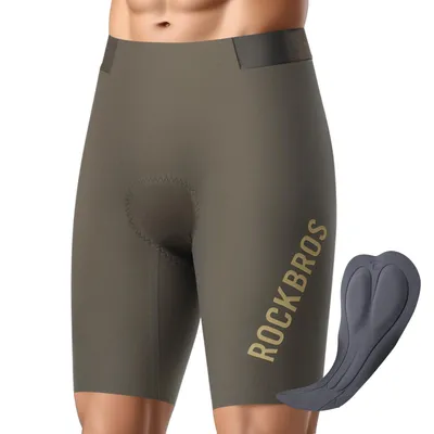 Image de ROCKBROS Cuissard cycliste rembourré pour homme Cuissard court  Respirant Séchage rapide Pour vélo de course et VTT Gris brun Taille EU XS