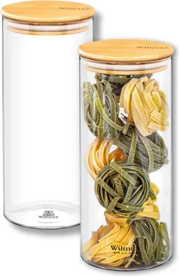 Produktbild von Wilmax Vorratsglas 1500 ml mit Bambusdeckel 2er Set WL-888507/A2