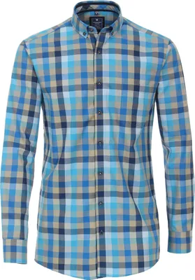 Produktbild von REDMOND Übergrößen Langarmhemd Blau/Bunt kariert 4XL Comfort Fit