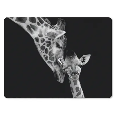Produktbild von MuchoWow® Mauspad Mousepad Porträt - Giraffe - Tiere - Schwarz - Weiß 40x30 cm - Mousepads - Maus Mat - Pad - Mausunterlage - Anti Rutsch