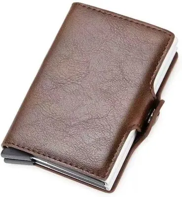 Immagine prodotto di Portafoglio leggero per carte di credito – Antifurto – Porta carte – 14 scomparti – Realizzato in alluminio e pelle