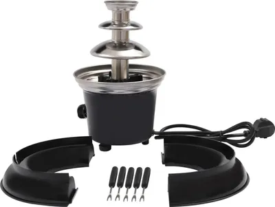 Obrázok produktu pre Čokoládový fontánka - Elektrický čokoládový fontánka - 3 úrovne - 40 W - objem 450 g - nerezová oceľ - s odkvapkávacou miskou a vidličkami