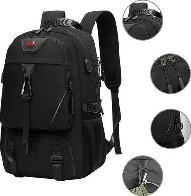 Produktbild von OKWISH Reiserucksack ,Erweiterbarer Sportrucksack mit Schuhfach Schulrucksack ,Notebook Laptop Tasche Schule Uni Rucksack, Anti-Diebstahl, Backpack mit Laptopfach, für Fitnessstudio Arbeit Camping, Herren Damen, Schwarz