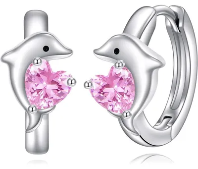 Produktbild von Creolen 925 Sterling Silber Tier Schmuck mit Rosa Zirkonia für Damen Mädchen Kinder