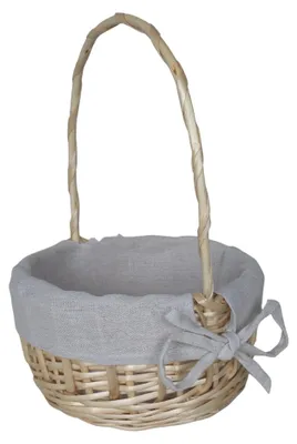 Produktbild von Osterkorb Weidenkorb, Osterkörbchen mit Henkel & Stoffbezug, Osternest Geschenk Ostern Kinder M (20 x 28,5 cm)