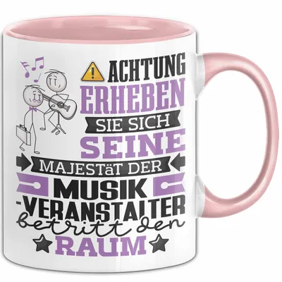 Produktbild von Musikveranstalter Geschenk Tasse Lustiger Spruch Erheben Sie Sich Der Musikveranstalter Betritt den Raum (Rosa)