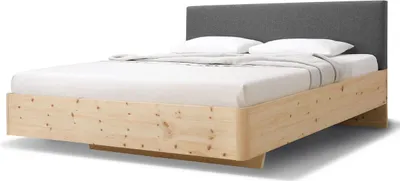 Produktbild von Doppelbett Gardena 200 x 200 cm in Nussbaum geölt mit Kopfteil Lodenstoff