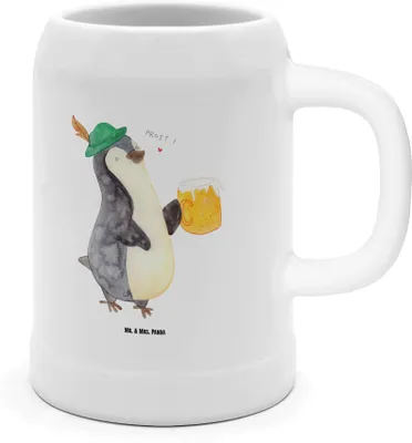 Produktbild von Mr. & Mrs. Panda Keramikkrug Pinguin Bier - Weiß - Geschenk, Krug, Seidel, , Humpen, Beschwippst, Pinguine