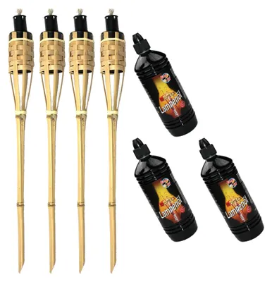Produktbild von Set aus 4 Bambuslaternen mit Lampenöl