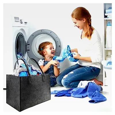 Produktbild von Filztasche Shopper, faltbare Einkaufstasche, Aufbewahrungskorb aus Filz für Kaminholz und Zeitungen, auch als Einkaufstasche geeignet