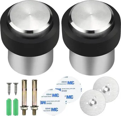 Obrázok produktu pre Dverová zarážka z nehrdzavejúcej ocele, Ø 32 mm, strieborná, protišmyková, montáž na podlahu alebo na stenu