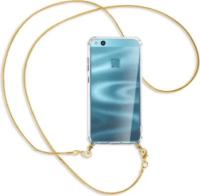 Produktbild von Handykette Backcover-Schutzhülle mit Band (Metall goldfarben) für Huawei P10 Lite - goldfarbene Kette Snake